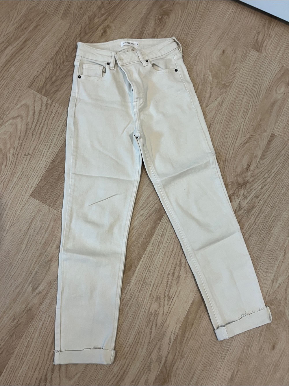 Carly Jean Los Angeles Cream Straight Leg Jeans